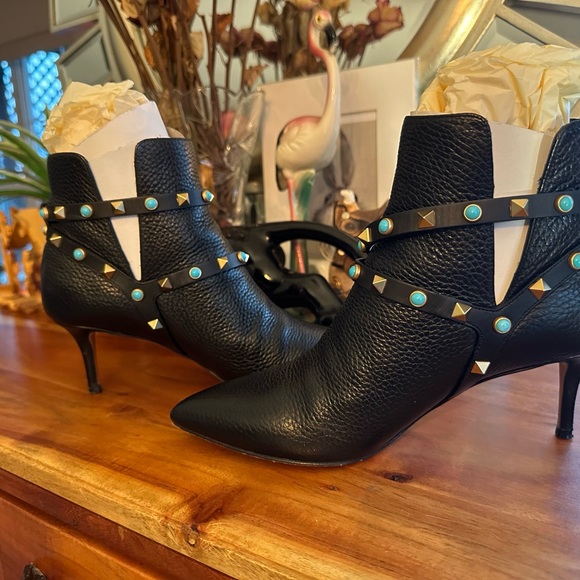 Valentino rockstud turquoise black bootie boot size 38 - Picture 9 of 15